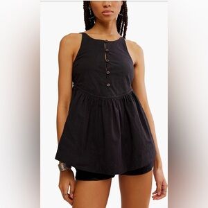 Free People Black Tabea Babydoll Tank & Shorts Set